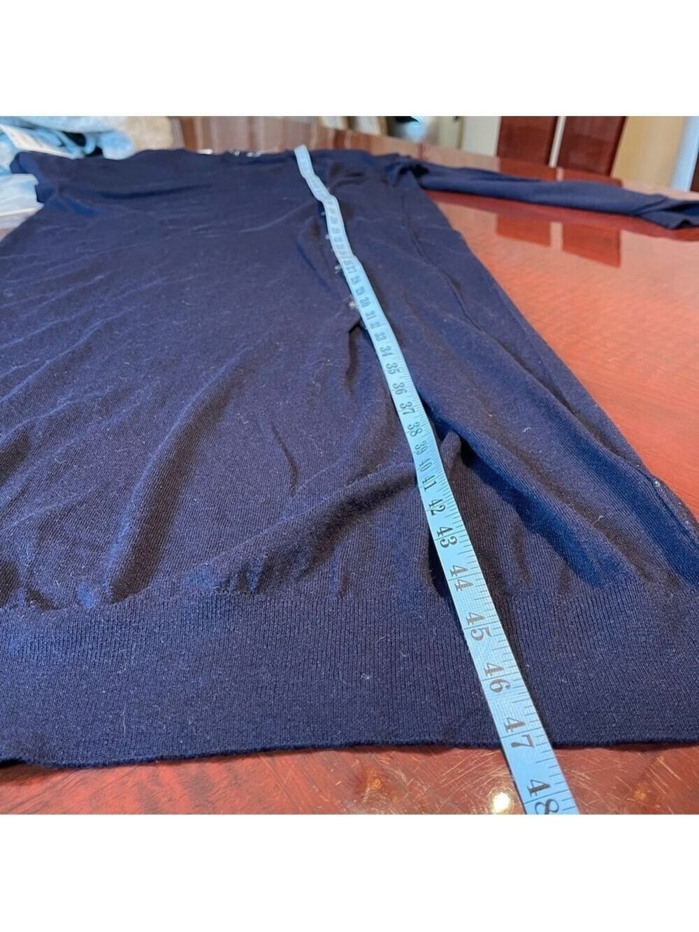 ZARA Fine Wool Blend Lightweight midi/maxi knit dress Side Buttons Navy Blue S - Picture 9 of 15